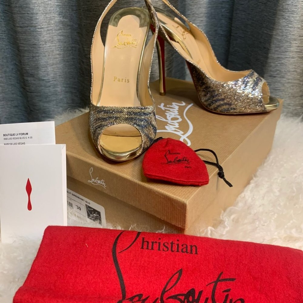 Christian Louboutin glitter sandals NWT